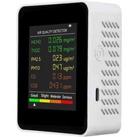 6-in-1 PM2,5 PM10 HCHO TVOC CO CO₂ Multifunktionaler Luftqualitätssensor CO Kohlendioxid Formaldehyd LCD-Display Großes Display Tragbar Büro Zuhause von BAZYWTYH