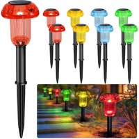 Außen-Solarlampen 8 Stück Gartenlampen Wasserdicht Kabellose LED Pilzlampe 3 Farben Solar Außen für Wege Rasen Terrasse Automatisch (ROT GRÜN GELB) von BAZYWTYH