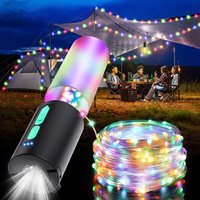 Camping-Lichterkette 10 m mit Laterne (4-in-1-Design), Campinglampen mit 4000 mAh Ladegerät, 7 Modi, IPX6 wasserdicht, wiederaufladbare Taschenlampe von BAZYWTYH
