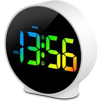 Digitaler Wecker mit LED-Bildschirm, gebogener, runder Digitalwecker für morgens mit 2 Weckern, Schlummerfunktion, 12/24H, 4 einstellbare Digitaler Wecker mit LED-Bildschirm, gebogener, runder Digitalwecker für morgens mit 2 Weckern, Schlummerfunktion, 12/24H, 4 einstellbare von BAZYWTYH