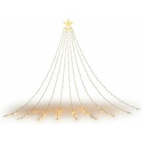 Solarbetriebene Außen-LED-Lichterkette in Kaskadenform mit Sternenhimmel, 350 LEDs, 3,5 Meter, wasserdicht, mit Fernbedienung, Fernbedienung in Form Solarbetriebene Außen-LED-Lichterkette in Kaskadenform mit Sternenhimmel, 350 LEDs, 3,5 Meter, wasserdicht, mit Fernbedienung, Fernbedienung in Form von BAZYWTYH