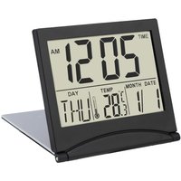 Uhr mit Datum und Wochentag LCD Reisewecker Faltbar – Digitaler Wecker – Tischuhr mit Temperatur- und Datumsanzeige – Schwarz Uhr mit Datum und Wochentag LCD Reisewecker Faltbar – Digitaler Wecker – Tischuhr mit Temperatur- und Datumsanzeige – Schwarz von BAZYWTYH