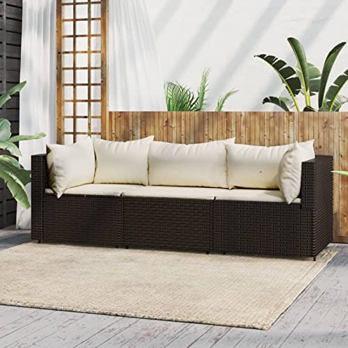 BAZZI Balkonlounge Klein Rattan Lounge Möbel Balkon Ecksofa Klein Braun 59.5 x 65 x 35 cm von BAZZI