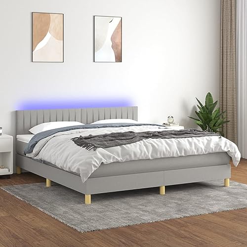 BAZZI Bettgestell für Einzelbett, Doppelbett, Federbett, Matratze und LED, hellgrau, 160 x 200 cm, Stoff #2 BAZZI Bettgestell für Einzelbett, Doppelbett, Federbett, Matratze und LED, hellgrau, 160 x 200 cm, Stoff #2 von BAZZI