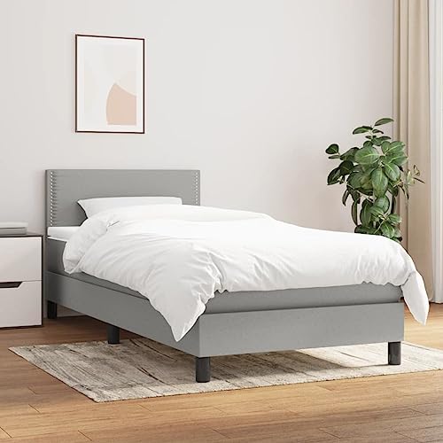 BAZZI Bettgestell für Einzelbett, Doppelbett, Federbett mit Matratze hellgrau, 90 x 190 cm, Stoff #2 von BAZZI