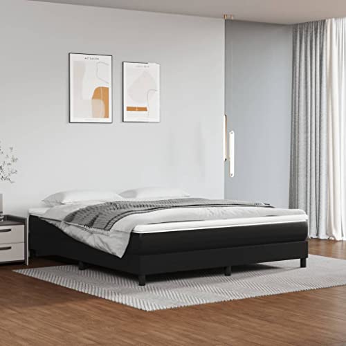 BAZZI Boxspringbett 160 x 200 cm Polsterbett 160 x 200 cm Komplettes Bettset,Bett 160 x 200 cm Mit Lattenrost Schwarz-13 Kunstleder Jugendbett Perfekt für Jugendzimmer, Futonbett von BAZZI