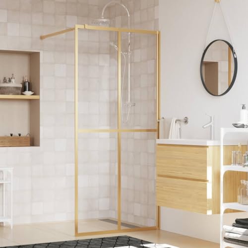 BAZZI Duschwand glas duschwand für dusche duschglaswand Duschwand Walk in Dusche Duschabtrennung Begehbare Dusche Duschtrennwand ESG Glas Glaswand-Gold-90 x 195 cm von BAZZI
