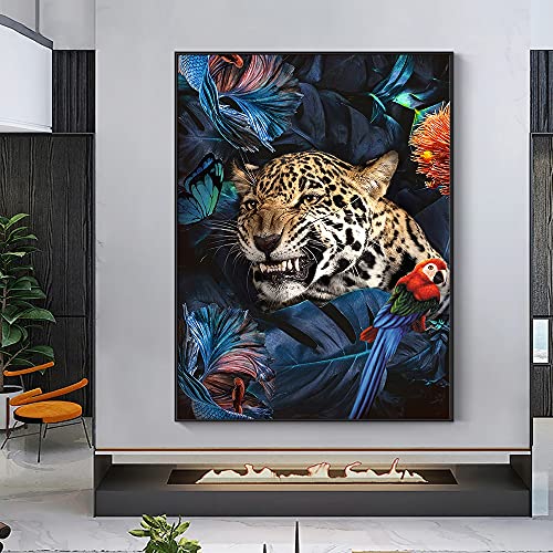 Abstrakte wandkunst dschungel leopard leinwand drucke malerei vogel fisch poster modulare dekorative bilder for wohnzimmer wohnkultur (Color : PC80213, Size : 50x70cm unframed) von BAgLev