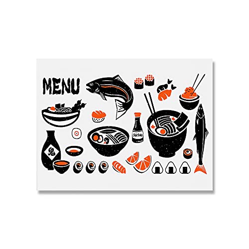 Retro Küche Sushi Sashimi Ramen Kunst Lebensmittel Print Poster Japanisches Restaurant Decor Hauswarming Geschenk Leinwand Malerei Bild (Color : C, Size : 21x30cm No Frame) von BAgLev