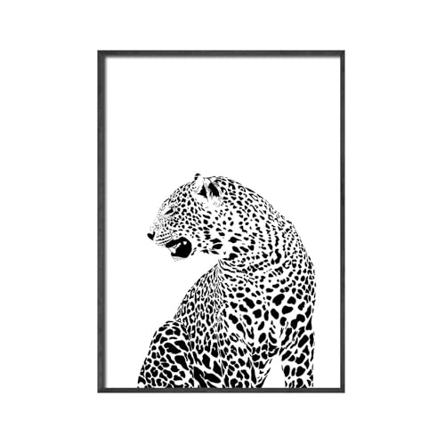Schwarz Weiß Tier Leinwand Wandkunst Druck Malerei Nordic Leopard Poster Wandbild für Wohnzimmer Home Decoration (Color : A, Size : 40x50CM No Frame) von BAgLev