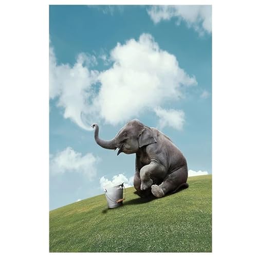 Tier-Wand-Kunst-Wiese-glückliche Elefant-Familie Leinwand-Malerei Modernes Plakat Nordic-Innen-Dekoration (Color : KK22, Size : 50x75cm Unframed) von BAgLev