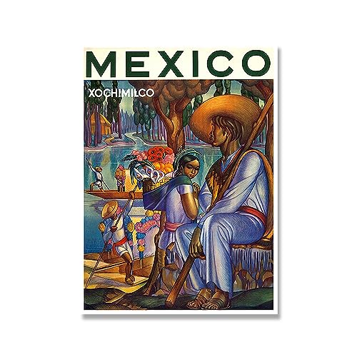Vintage mexikanische kunst leben und reiseausstellung poster leinwand drucke magazin cover malerei wandbild wohnkultur (Color : C, Size : 40x50 No Frame) von BAgLev