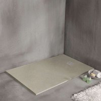 BB STRATO Rechteckige Duschwanne 90 x 70 cm beige Ablauf in chrom von BB BÄDER BOUTIQUE