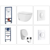 Free Wand wc spülrandlos mit SoftClose WC-Sitz, Urinal & grohe Vorwandelemente + Betätigungsplatten, weiß von BB BÄDER BOUTIQUE