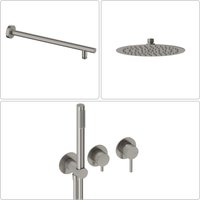 Loop Unterputz Einhebel-Brausebatterie mit Umsteller, Handbrause & Brauseschlauch + Brausearm & Rain Kopfbrause, Nickel gebürstet - Sanycces Loop Unterputz Einhebel-Brausebatterie mit Umsteller, Handbrause & Brauseschlauch + Brausearm & Rain Kopfbrause, Nickel gebürstet - Sanycces von SANYCCES