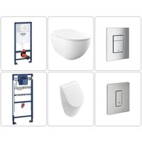 Bb Bäder Boutique - free Wand wc spülrandlos, villeroy & boch Subway Urinal mit CeramicPlus & grohe Vorwandgestell + Betätigungsplatte, chrom von BB BÄDER BOUTIQUE
