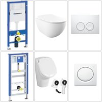 Free Wand wc spülrandlos mit SoftClose WC-Sitz, Urinal & geberit basic Vorwandgestelle + Betätigungsplatten, weiß Free Wand wc spülrandlos mit SoftClose WC-Sitz, Urinal & geberit basic Vorwandgestelle + Betätigungsplatten, weiß von CREAVIT
