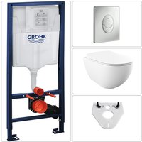 Free Wand wc spülrandlos mit SoftClose WC-Sitz & grohe Vorwandelement + Betätigungsplatte, chrom von BB BÄDER BOUTIQUE