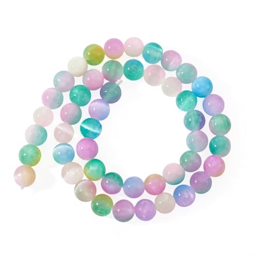 Beadthoven 1 Strang natürliche Selenit-Perlen, 8 mm, glatte, runde Edelsteinperle, bunte Selenitsteinperlen für DIY-Armbänder, Halsketten, Ohrringe, Schmuckherstellung, Loch: 1,4 mm von BB Beadthoven