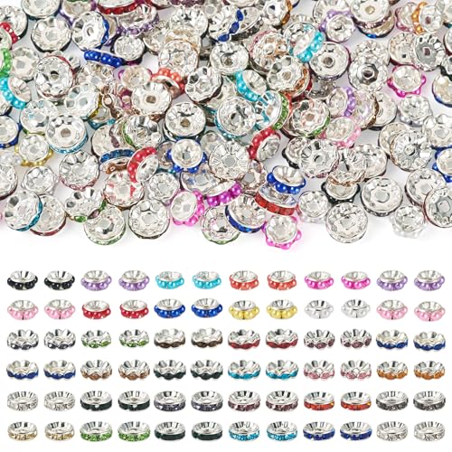 Beadthoven 150 Stück 3 Stile Strass-Abstandshalter für Armbänder, 10 mm, flache Scheibe, Perlen, Rondelle, Brennweiten-Abstandshalter für Perlenstifte, Kristall-Edelsteine, sortierte Perlen für von BB Beadthoven