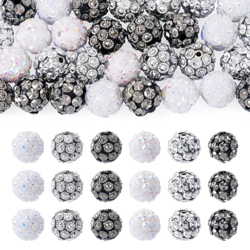 Beadthoven 30 Stück 16 mm Harz-Strassperlen für Stifte, ausgefallene Kristall-Glitzer-Diamantperlen, schwarz-weiß, klobige Kaugummi-Perlen-Abstandshalter für Armbänder, Schmuckherstellung Beadthoven 30 Stück 16 mm Harz-Strassperlen für Stifte, ausgefallene Kristall-Glitzer-Diamantperlen, schwarz-weiß, klobige Kaugummi-Perlen-Abstandshalter für Armbänder, Schmuckherstellung von BB Beadthoven