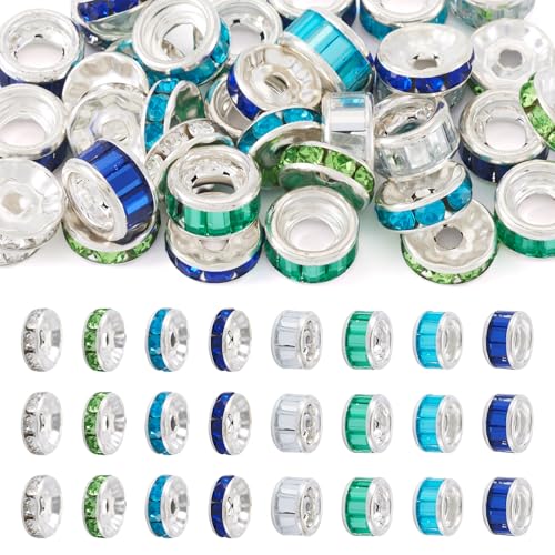 Beadthoven 40 Stück 8 Stile blaue Strass-Abstandshalter Perlen 10 mm versilberte Legierung Rondelle Glas Diamant Kristall Abstandshalter für Armbänder großes Loch europäische Fokusperlen für Beadthoven 40 Stück 8 Stile blaue Strass-Abstandshalter Perlen 10 mm versilberte Legierung Rondelle Glas Diamant Kristall Abstandshalter für Armbänder großes Loch europäische Fokusperlen für von BB Beadthoven