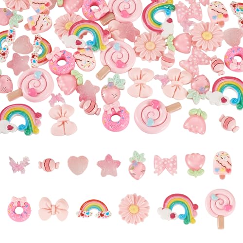 Beadthoven 70 Stück sortierte rosa Harz-Cabochons mit niedlicher Schleife, Blume, Schmetterling, Herz, flache Rückseite, Kawaii-Schleim, Charms, Verzierungen für DIY, Scrapbooking, Basteln Beadthoven 70 Stück sortierte rosa Harz-Cabochons mit niedlicher Schleife, Blume, Schmetterling, Herz, flache Rückseite, Kawaii-Schleim, Charms, Verzierungen für DIY, Scrapbooking, Basteln von BB Beadthoven