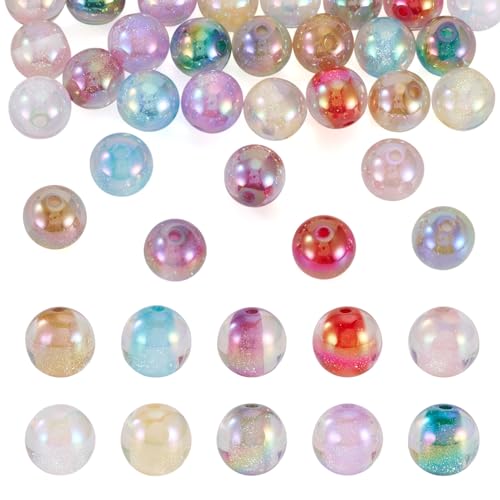 Beadthoven Acrylperlen, rund, AB-Farbe, 10 Farben, 12 mm, große Kaugummi-Perlen für selbstgemachte Halsketten, Armbänder, handgefertigte Schmuckherstellung, Loch: 2 mm, 30 Stück von BB Beadthoven