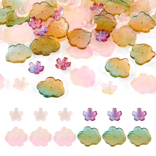 Beadthoven Glasblumen-Perlenkappen, orange-braun, Lotusblatt, Glitzer, Kirschblüte, Abstandhalter, transparente Kristall-Endkappen für Damen, Schmuckherstellung, Ohrringe, Halsketten, 100 Stück Beadthoven Glasblumen-Perlenkappen, orange-braun, Lotusblatt, Glitzer, Kirschblüte, Abstandhalter, transparente Kristall-Endkappen für Damen, Schmuckherstellung, Ohrringe, Halsketten, 100 Stück von BB Beadthoven