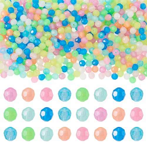 Beadthoven Leuchtende runde Perlen, 8 mm, bunt, leuchten im Dunkeln, kleine lose Kunststoffperlen, Großpackung für Bastelarbeiten, Ohrringe, Halsketten, Telefon-Charms, Schmuckherstellung, Loch: 1,9 von BB Beadthoven