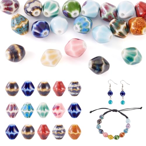 Beadthoven handgefertigte Porzellanperlen, ausgefallene antike glasierte Porzellan-Rhombus-Form, Keramikperlen für Bastelarbeiten, Armbänder, Halsketten, Schmuckherstellung, Loch: 2 mm, 20 Stück Beadthoven handgefertigte Porzellanperlen, ausgefallene antike glasierte Porzellan-Rhombus-Form, Keramikperlen für Bastelarbeiten, Armbänder, Halsketten, Schmuckherstellung, Loch: 2 mm, 20 Stück von BB Beadthoven