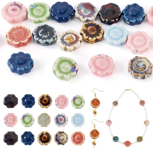 Beadthoven handgefertigte Sonnenblumen-Perlen aus Porzellan, ausgefallene antike glasierte Porzellan-Blumenform, Keramikperlen für Bastelarbeiten, Armbänder, Halsketten, Schmuckherstellung, Loch: 2 mm Beadthoven handgefertigte Sonnenblumen-Perlen aus Porzellan, ausgefallene antike glasierte Porzellan-Blumenform, Keramikperlen für Bastelarbeiten, Armbänder, Halsketten, Schmuckherstellung, Loch: 2 mm von BB Beadthoven