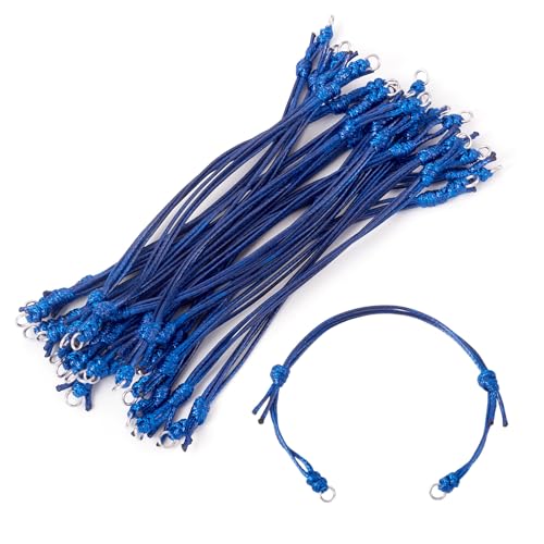 Beadthoven verstellbare gewachste Kordel-Armbänder, Königsblau, wasserdicht, Polyesterschnur, geflochtenes Knotenseil, Freundschaftsarmbänder mit Metallschlaufen für Schmuckherstellung, DIY, Handwerk von BB Beadthoven