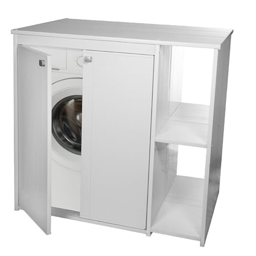 BB BuyBath Waschmaschinenschrank mit Türen und Seitenregal weiß von BB BuyBath