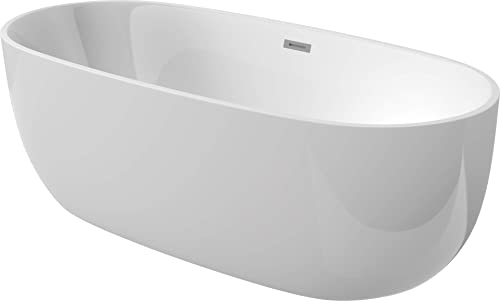 Badewanne aus Acryl, freistehend, oval, 160 x 75 cm, weiß, Montain von BB BuyBath