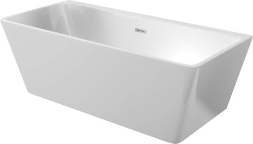 Giasyn Badewanne aus Acryl zur Wandmontage oder freistehend, rechteckig, 170 x 80 cm, weiß von BB BuyBath