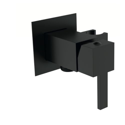 Quadratischer Einbaumischer mit integrierter Halterung in Mattschwarz | Tecom von BB BuyBath
