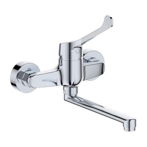 Waschtischmischer zur Wandmontage, Klinikhebel, verchromt, Ø40 mm - Timeless | Tecom von BB BuyBath