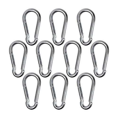 BB Sport 10 Karabinerhaken 50 x 5 mm Karabiner Max. Belastbar 110 KG - DIN5299 Feuerwehrkarabiner Set Stahl Galvanisch Verzinkt Stark von BB Sport