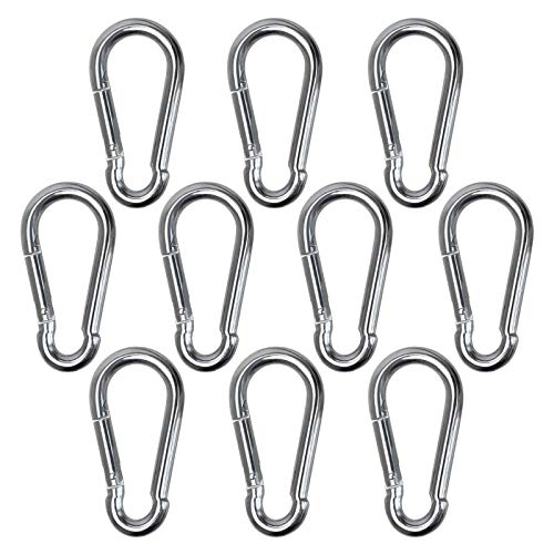 BB Sport 10 Karabinerhaken 80 x 8 mm Karabiner Max. Belastbar 230 KG - DIN5299 Feuerwehrkarabiner Set Stahl Galvanisch Verzinkt Stark von BB Sport