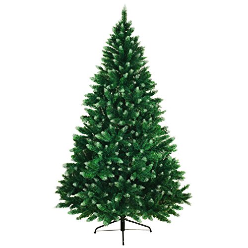 BB Sport Christbaum Weihnachtsbaum 210 cm Mittelgrün-Puderzucker PVC Tannenbaum Künstlich Standfuß Klappsystem von BB Sport