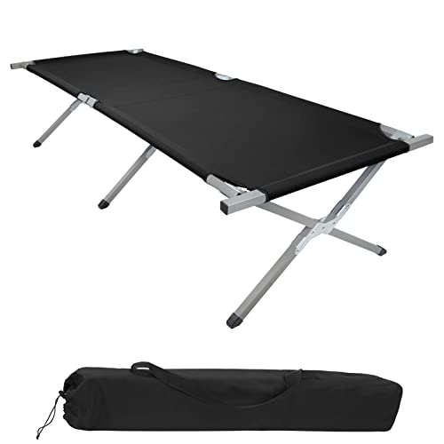 BB Sport Feldbett XXL Klappbett 210 x 72 x 45 cm Camping Bett bis 200 kg Belastbar Tragbar Klappbar Liege Reise Bequem Stabil Stahlrohr 600D Oxfordgewebe Tragetasche Gästebett, Farbe:Black von BB Sport
