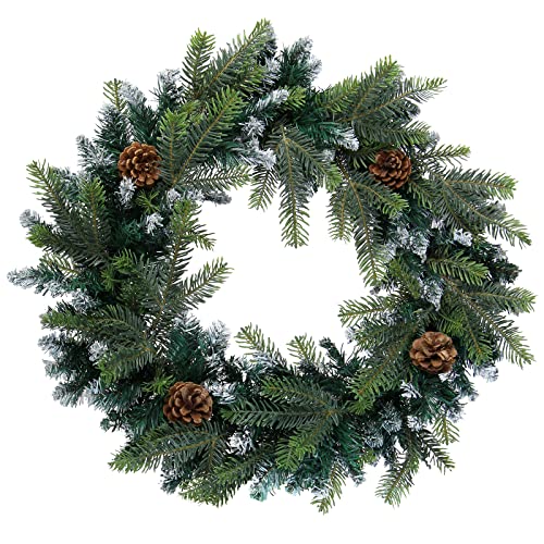 BB Sport Künstlicher Weihnachtskranz Tür Ø 50 cm Adventskranz Tannenkranz PE/PVC Mix Türkranz Weihnachtsdekoration Winter Advent Deko Kranz Tisch Festlich, Farbe:Mittelgrün, Höhe:Ø 50 cm von BB Sport