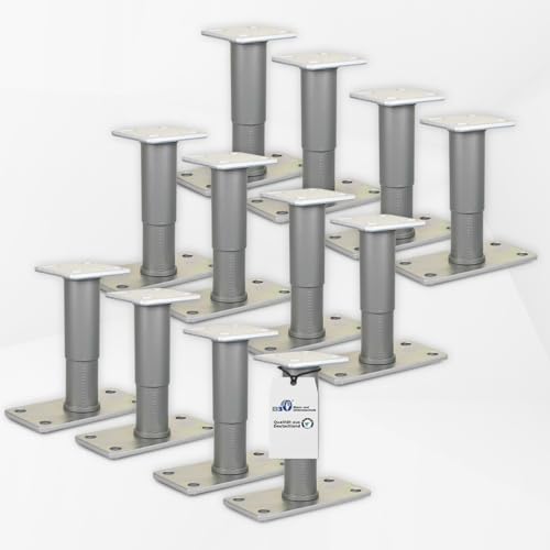 BB STANZ Pfostenträger Bodenplatte 160 x 80 x 6 mm (12 Stück) Stützfuß Bodenfuß Betonfuß höhenverstellbar verstellbar mit Platte Trägerplatte 80 x 80 x 6 mm von BB Stanz- und Umformtechnik