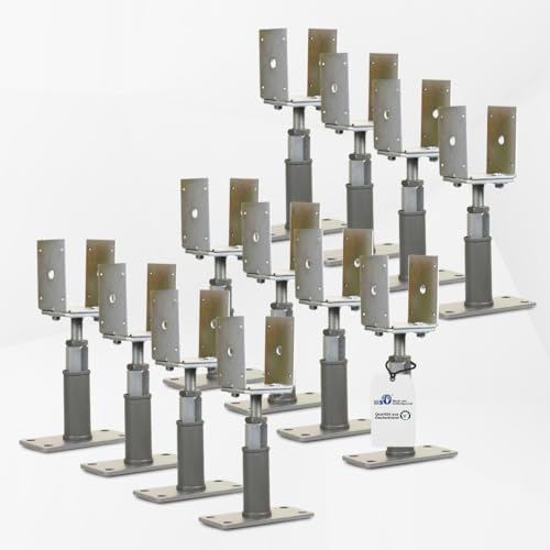 BB STANZ Pfostenträger Bodenplatte 160 x 80 x 6 mm (12 Stück) Stützfuß Bodenfuß Betonfuß höhenverstellbar verstellbar mit Lasche Trägerplatte 80 x 80 x 6 mm von BB Stanz- und Umformtechnik