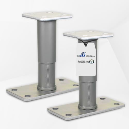 BB STANZ Pfostenträger Bodenplatte 160 x 80 x 6 mm (2 Stück) Stützfuß Bodenfuß Betonfuß höhenverstellbar verstellbar mit Platte Trägerplatte 80 x 80 x 6 mm von BB Stanz- und Umformtechnik