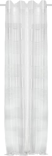 BB-Toy-Trades Fertigschal mit Kräuselband Kombibandschal Gardine Vorhang Fenstergardine gestreift 1 Stück Weiss Halbtransparent mit Querstreifen BxH: 140 x 175 cm von BB-Toy-Trades