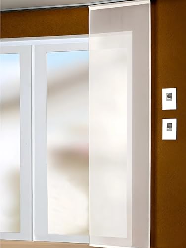 Schiebevorhang Vorhang in Bambus Optik mit Digitaldruck mit Muster Gardine Fensterschal Flächenvorhang Schiebegardine in Weiss kürzbar 60 x 260 cm Design in Blau/Grün von BB-Toy-Trades