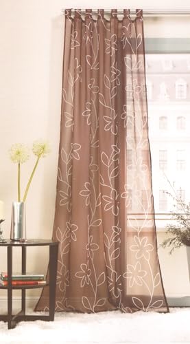 Fertigschal mit Schlaufen Gardine Schlaufenschal Vorhang mit Blumen Transparent BxH 140x245cm 1 Stück Braun mit Blumen Fertigschal mit Schlaufen Gardine Schlaufenschal Vorhang mit Blumen Transparent BxH 140x245cm 1 Stück Braun mit Blumen von BB-Toy-Trades
