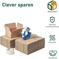 Bb-verpackungen Gmbh - 200 x Faltkarton (200 x 150 x 90 mm) + 1 x Klebeband PP28 (transparent, leise) + 1 x Handabroller Profi Verpackung Transport von BB-VERPACKUNGEN GMBH